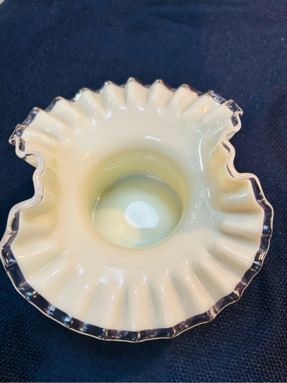 Vintage Fenton Silvercrest Yellow Ruffled Glass Vase